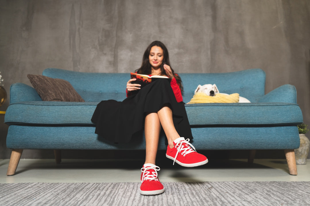 Woman within sneakers sales