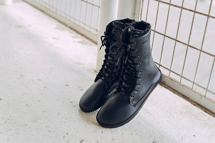 Women's barefoot zip-up winter shoes black [Easy Exchange