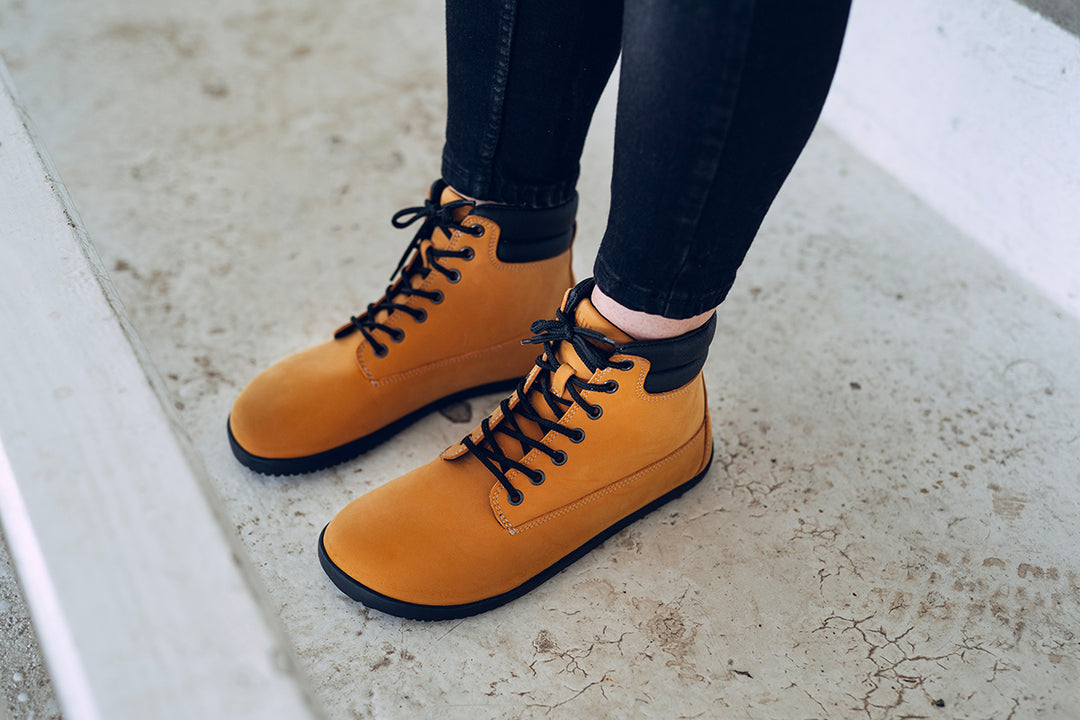 Black and yellow boots deals