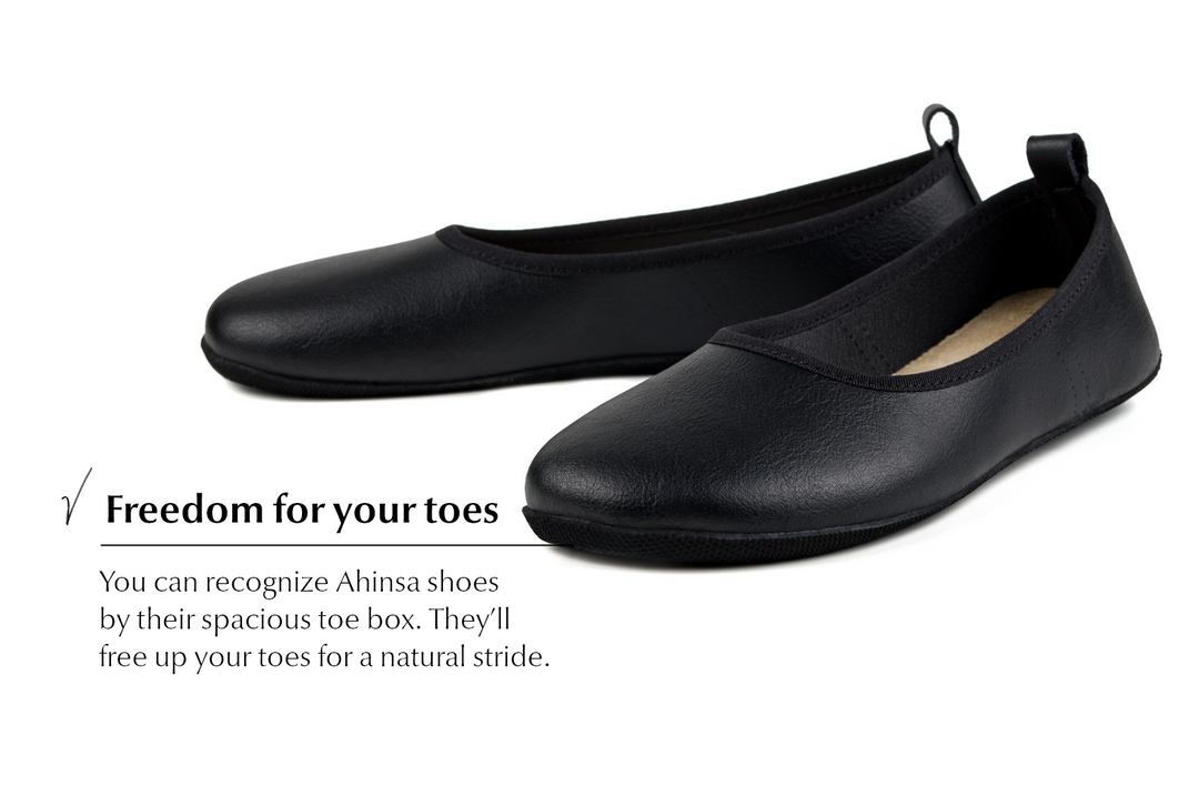 Barefoot ballet flats for narrow feet Black SALE Ahinsa shoes