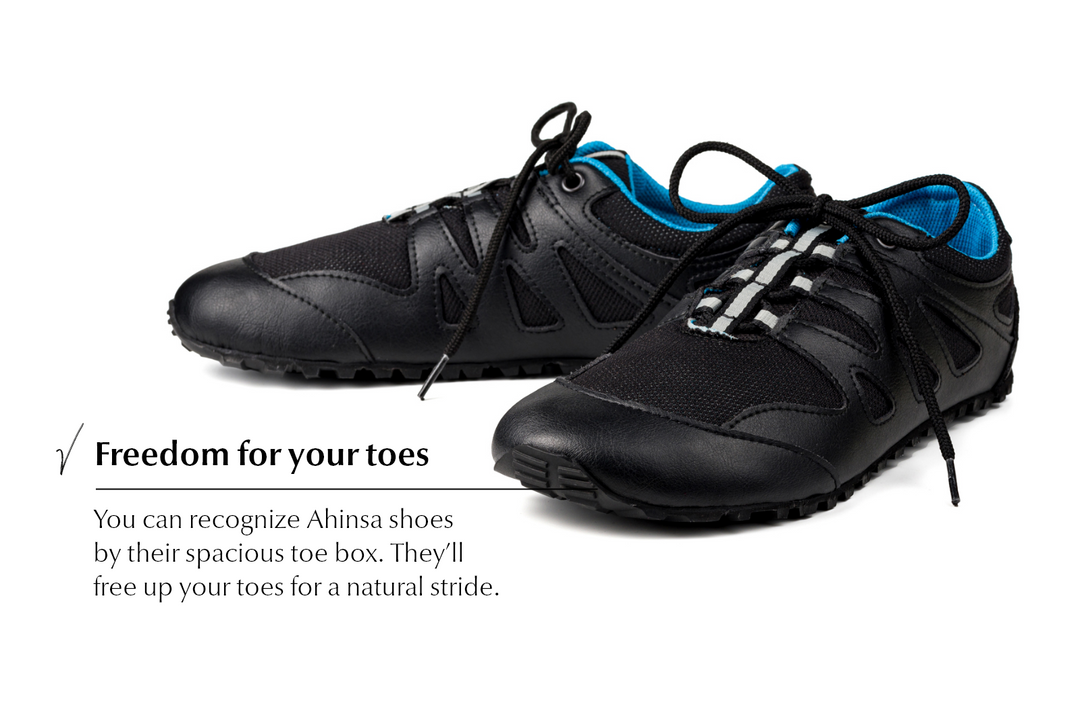 Women s trekking barefoot shoes black blue Free Exchange Ahinsa shoes