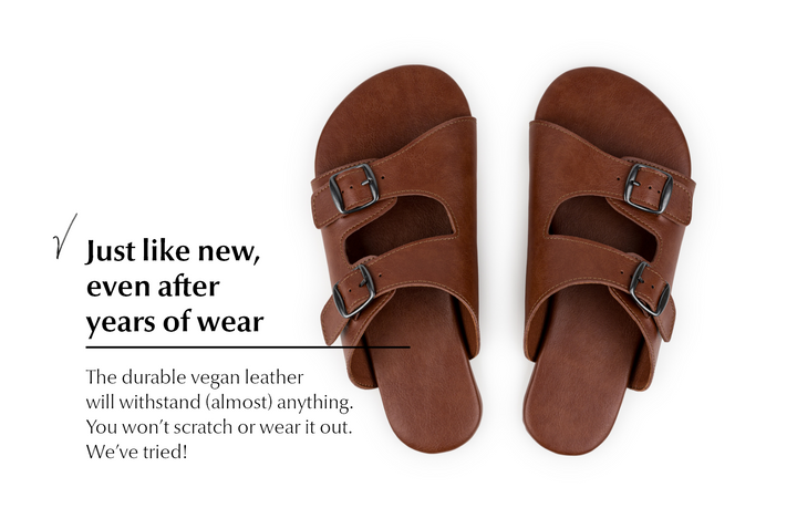 Men s Comfortable Slip On Sandals Brown Free Exchange Ahinsa shoes
