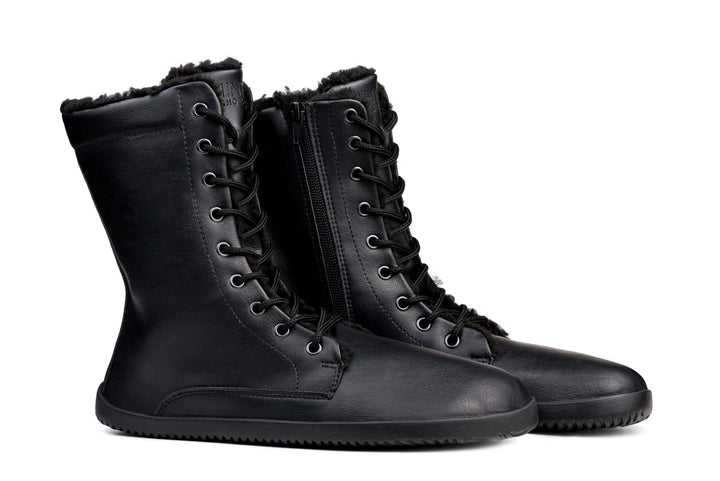 Women's Jaya zip-up winter shoes - black [SALE] | Ahinsa shoes 👣