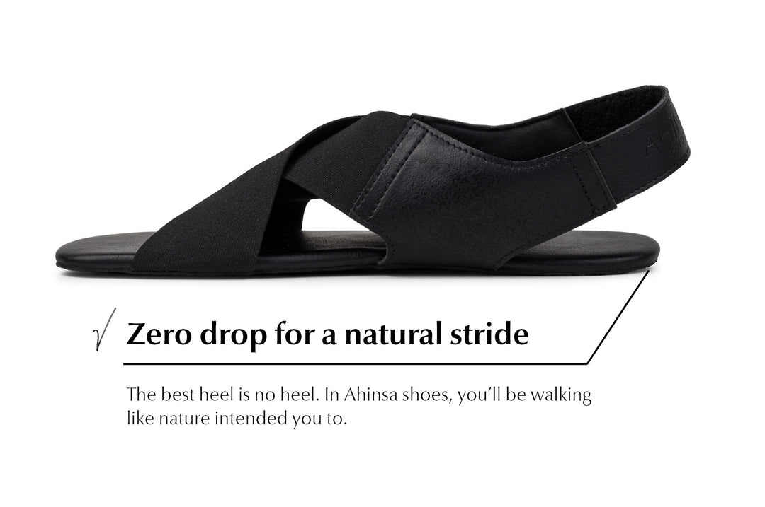 Women's Barefoot Sandals Suna Black [Easy Exchange] Ahinsa shoes 👣