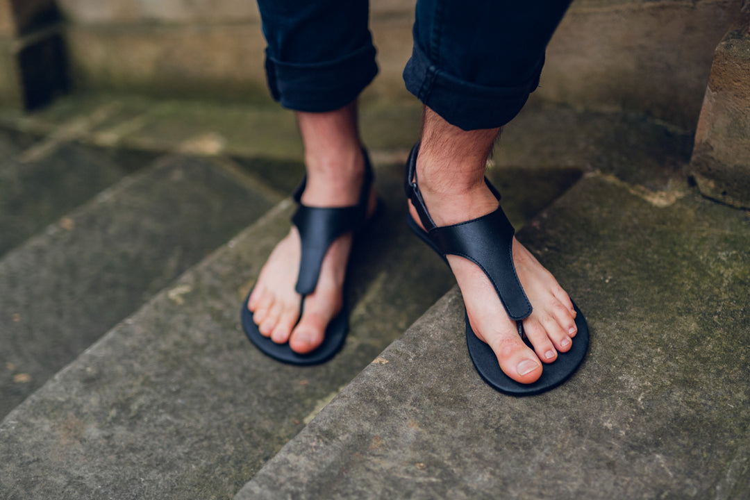 Men s Simple barefoot sandals black SALE Ahinsa shoes