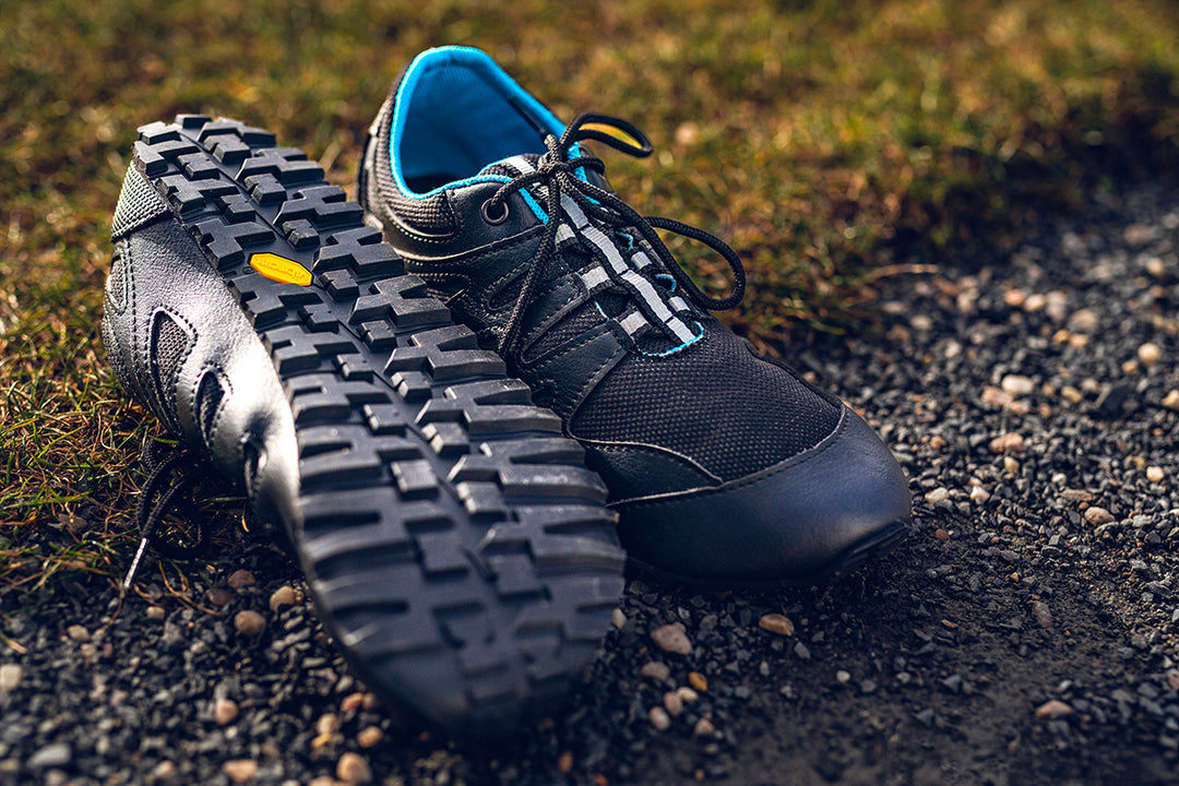 Men s trekking barefoot shoes black blue Free Exchange Ahinsa shoes
