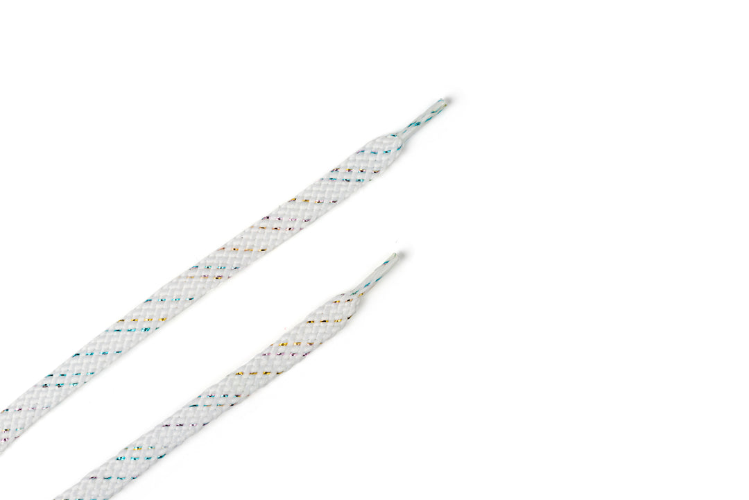 White laces with colorful thread 120 cm [Easy Exchange