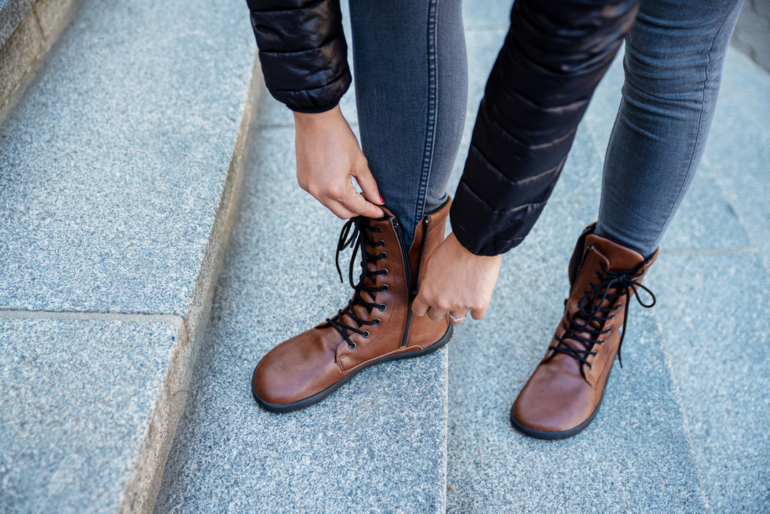 40 Ahinsa Jaya winter brown vegan boot store size 40 Barefoot style boot zerodrop