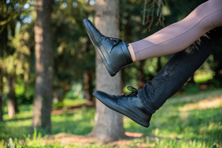 Women s barefoot ankle boots Black Free Exchange Ahinsa shoes