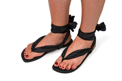 Women’s Barefoot Ribbon Ankle-Tie Sandals - black