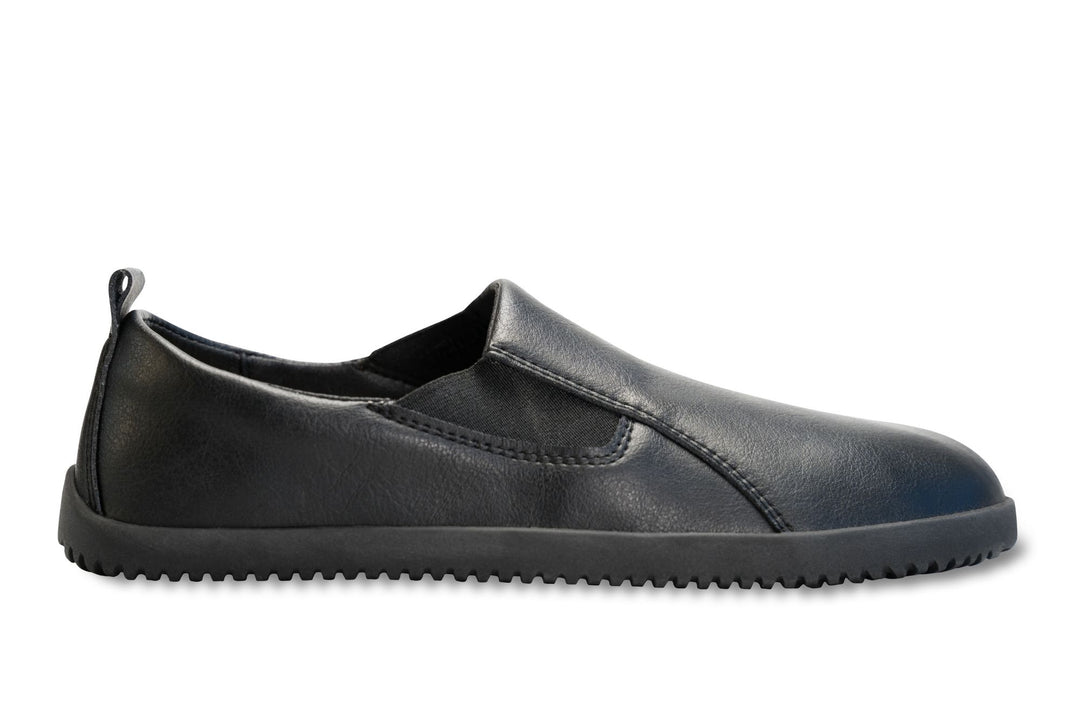 Mens black leather slip on sneakers online